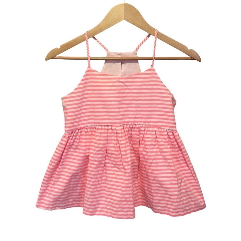 Milly Minis Girls Tank Top Size 12 Racerback Pink White Striped Shirt Designer